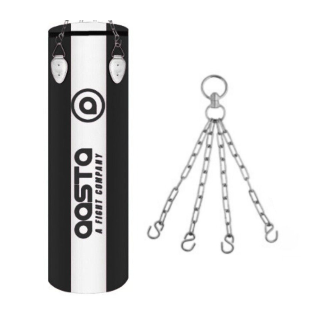 Aasta Unfilled Black/White Punch Bag with Chain