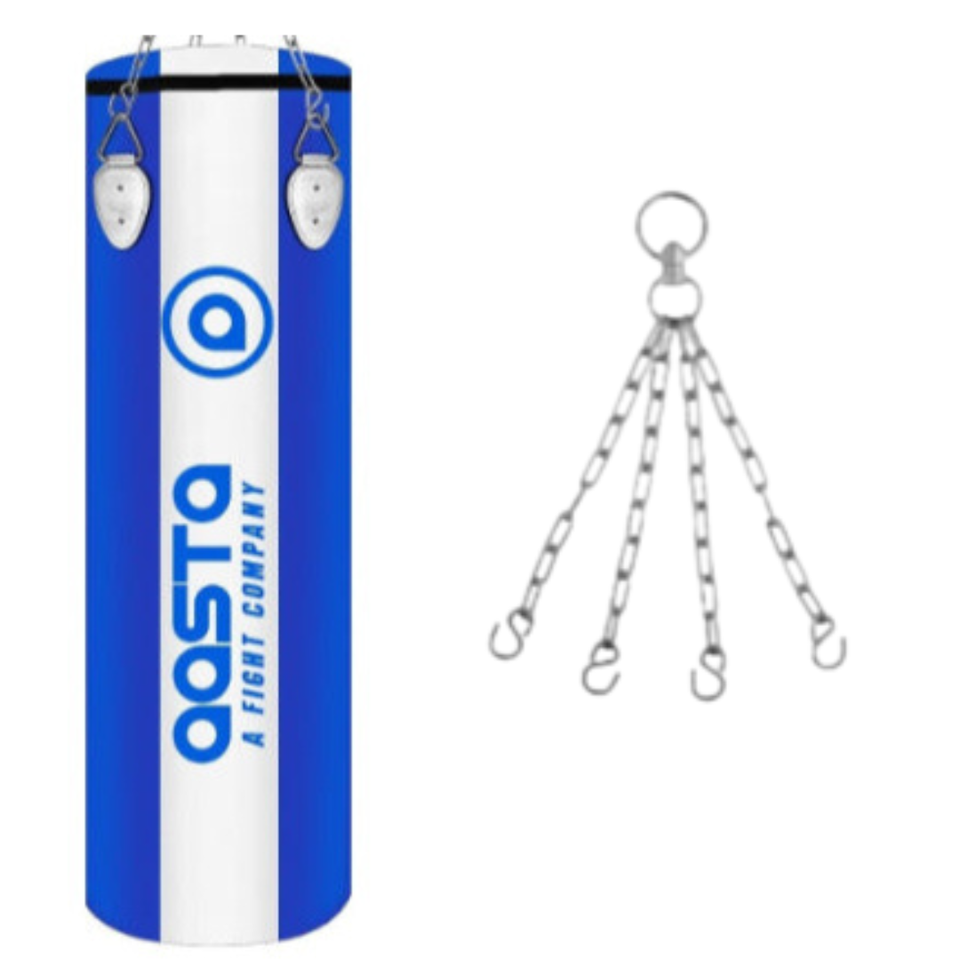 Aasta Standard Filled Punch Bag White/Blue with Chain