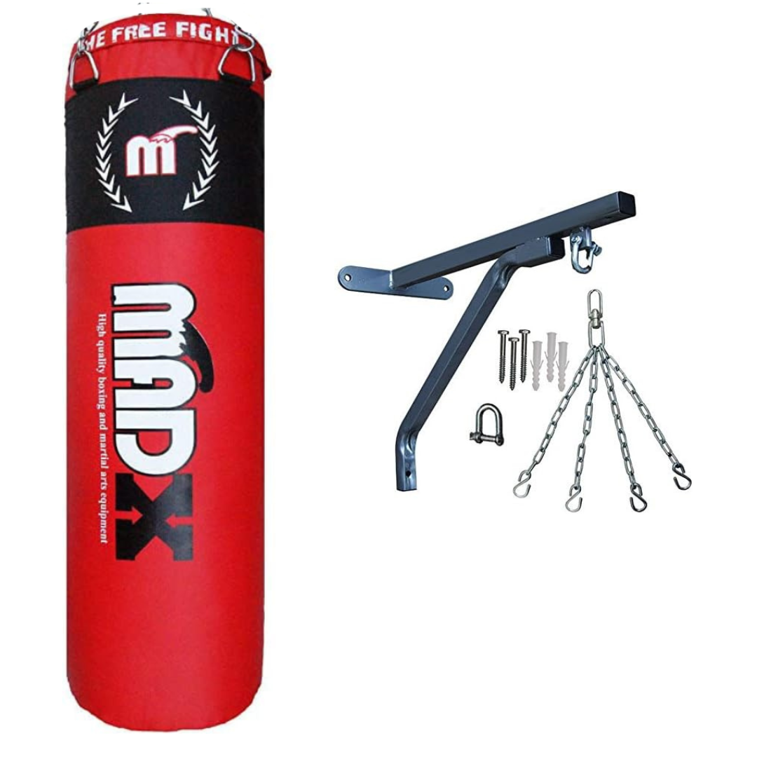 Madx Unfilled Punch Bag Red With Chain and Wall Bracket