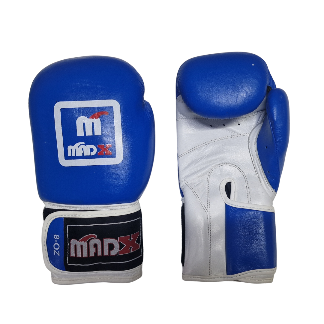 Madx Blue Leather Boxing Gloves