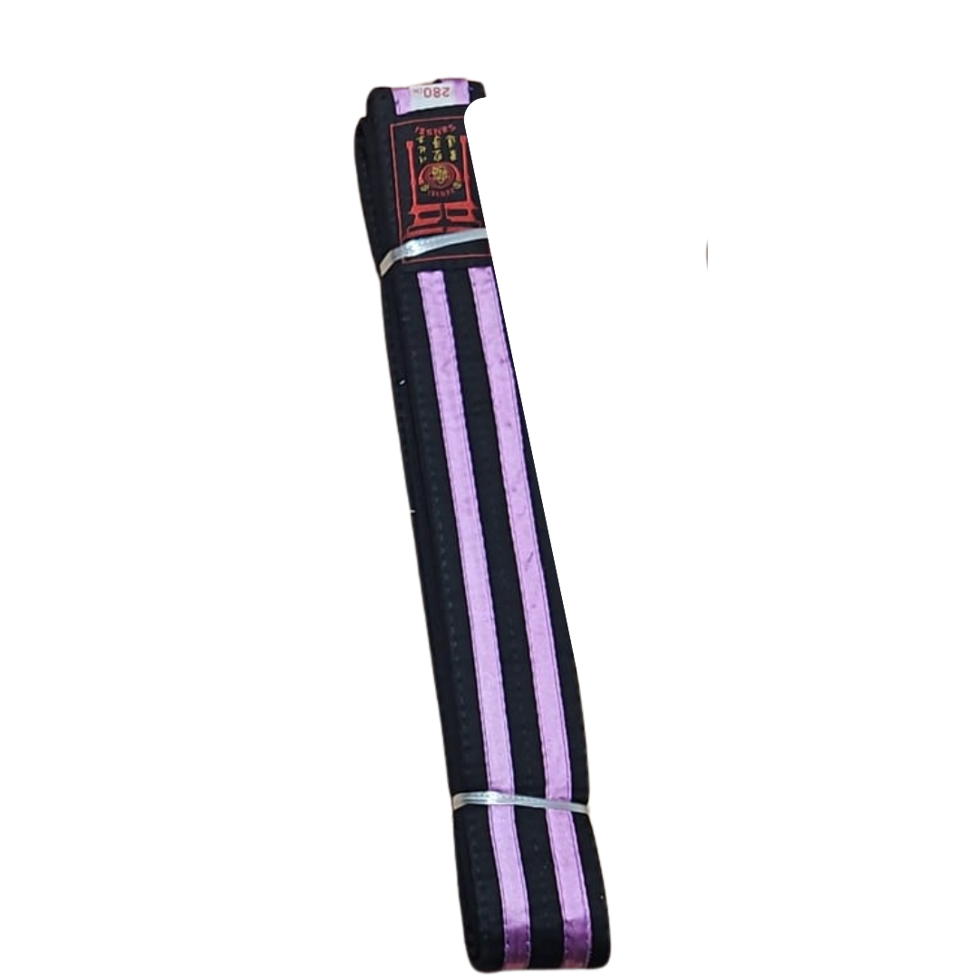 Black Grading Belt with 2 Pink Stripes