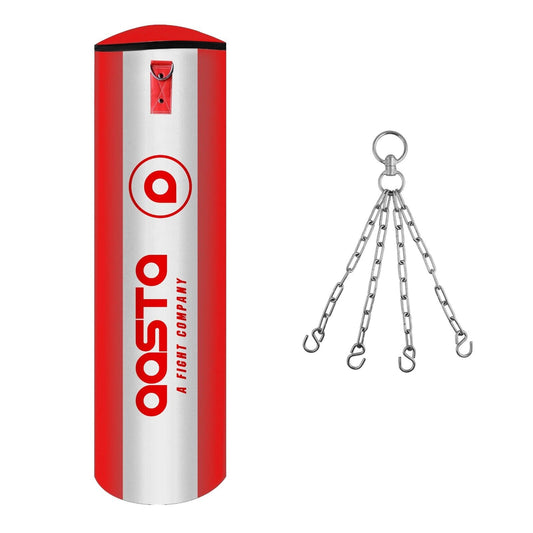 Aasta Standard Filled Punch Bag White/Red with Chain