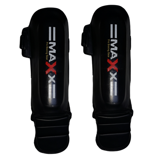 Maxx Adults Pro Leather Black Shin-in-Steps
