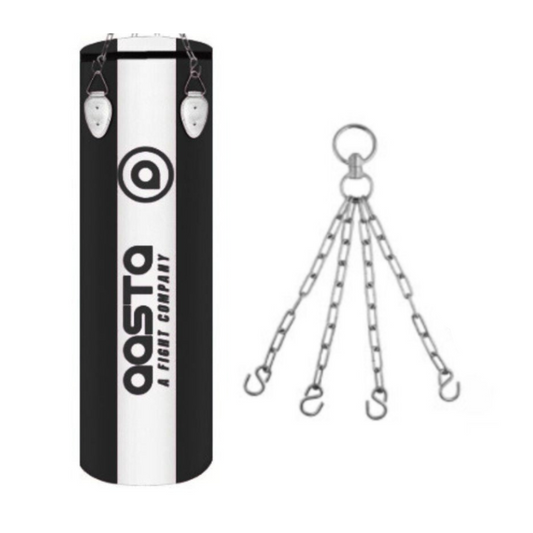Aasta Unfilled Black/White  Punch Bag with Chain