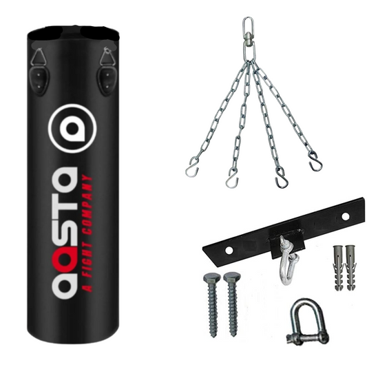 Filled Black Aasta Original Punch Bag With Chain and Ceiling Hook