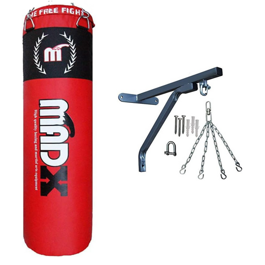Madx Filled Punch Bag Red With Chain and Wall Bracket