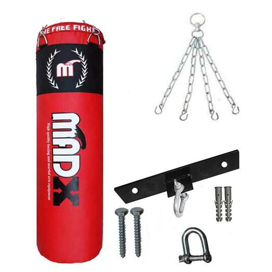 Madx Unfilled Punch Bag Red With Chain and Ceiling Hook