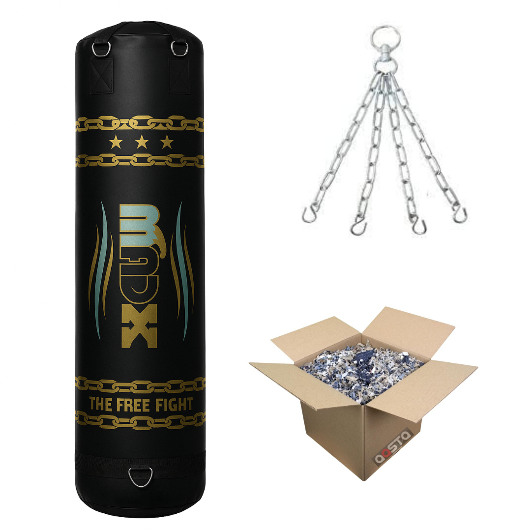Madx Unfilled Punch Bag Black With Chain And Filling Materia