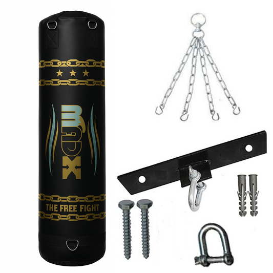 Madx Unfilled Punch Bag Black With Chain And Ceiling Hook