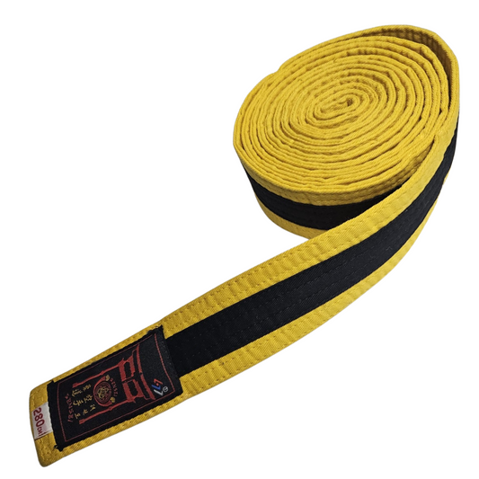 Yellow Grading Belt with Black Stripe