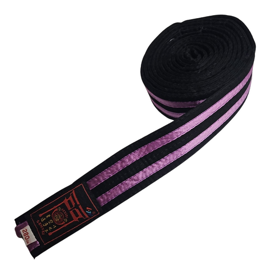 Black Grading Belt with  2 Pink Stripes