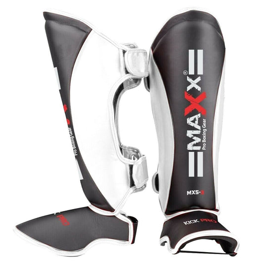 Maxx Adults Black/White Maya Grain Leather Shin-in-steps